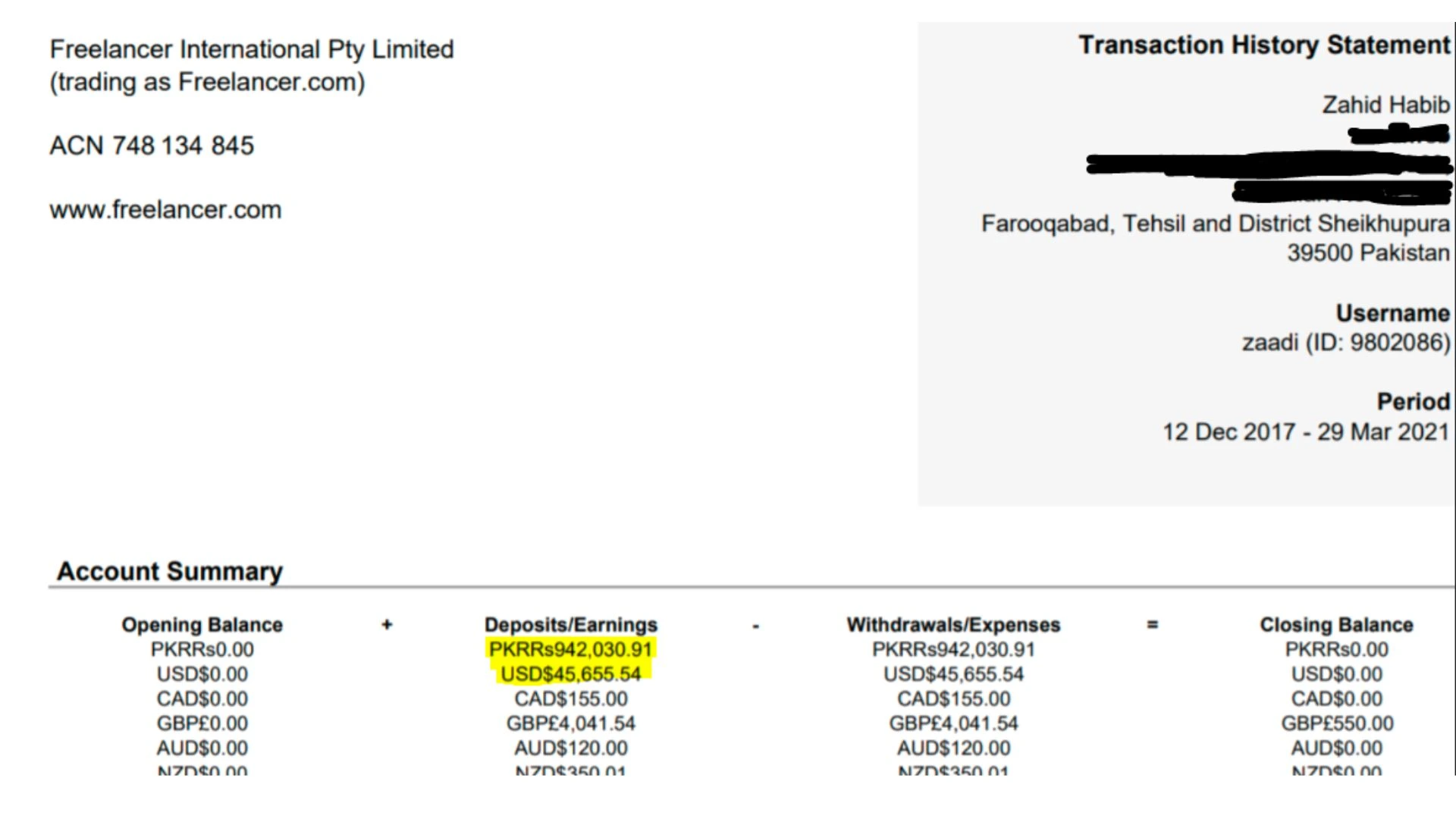 Payoneer Dashboard
